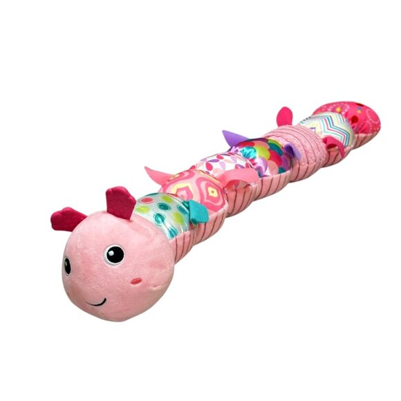 Pink Caterpillar Baby Measuring Plush Toy Rattle Crinkle Squeak Teether Sumobaby - Picture 2 of 6